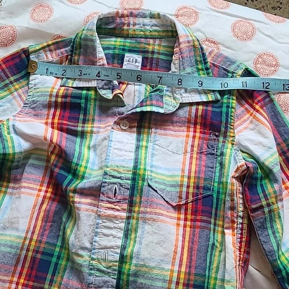 Gap boys plaid XS 4-5 100% cotton button-down shirt long sleeve